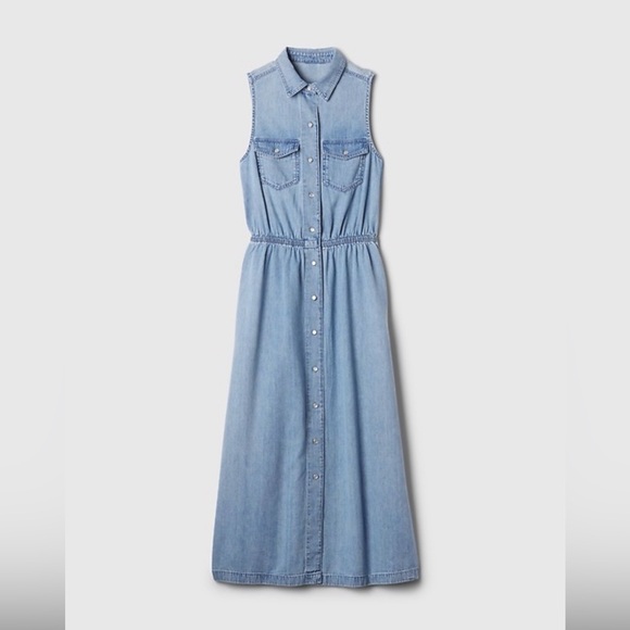 GAP Dresses & Skirts - GAP Light Blue Denim Sleeveless Maxi Dress